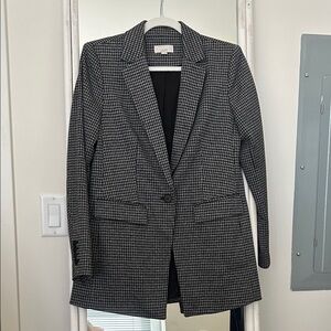 LOFT Houndstooth Black and Grey Blazer